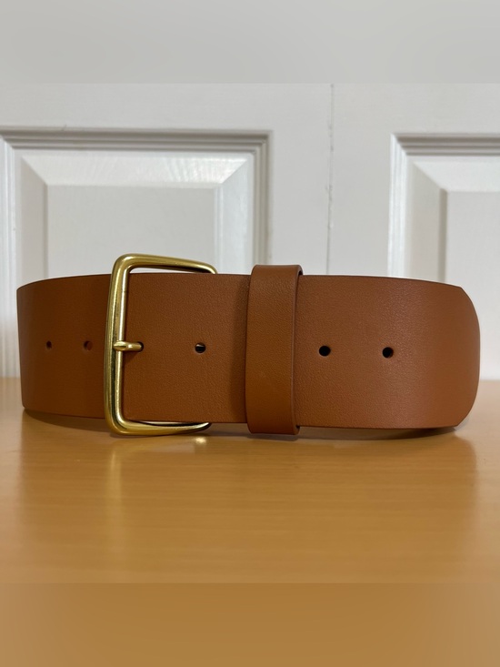 J. Crew Accessories - J. Crew Women’s Wide Brown Leather Belt with Gold-Tone Buckle Size Small